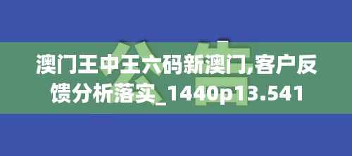 澳门王中王六码新澳门,客户反馈分析落实_1440p13.541