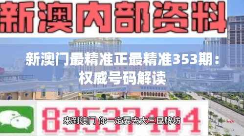 新澳门最精准正最精准353期:权威号码解读